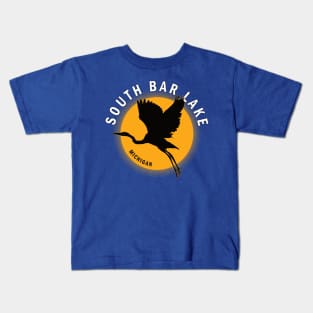 South Bar Lake in Michigan Heron Sunrise Kids T-Shirt